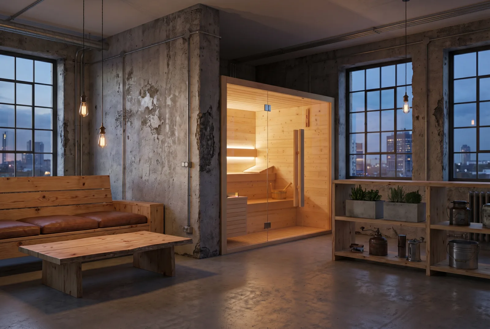 Sauna finlandese su misura con luce integrata